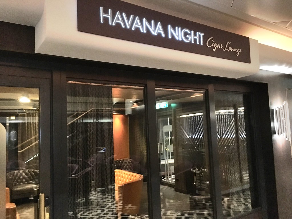 Storefront entrance of Havana Night Cigar Lounge with glass doors